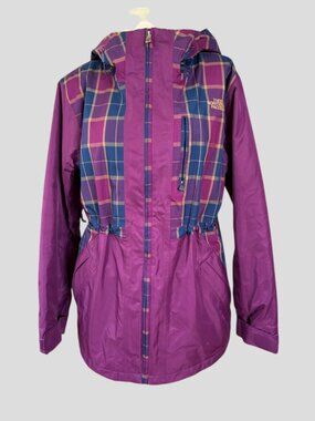 The North Face Bishop Jacket Purple And Blue Plaid Pattern Size Large